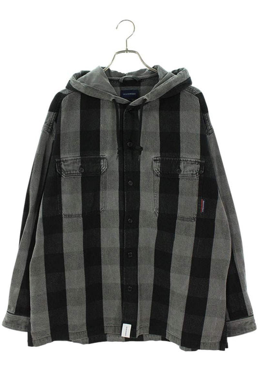 DESCENDANT Hooded Check Long Sleeve Shirt Multi Cotton Size L