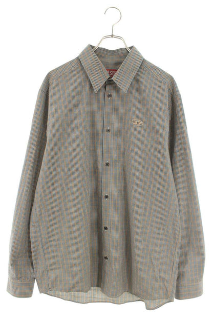 DIESEL Chest Embroidered Logo Check Long Sleeve Shirt Multi Size L