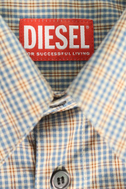 DIESEL Chest Embroidered Logo Check Long Sleeve Shirt Multi Size L