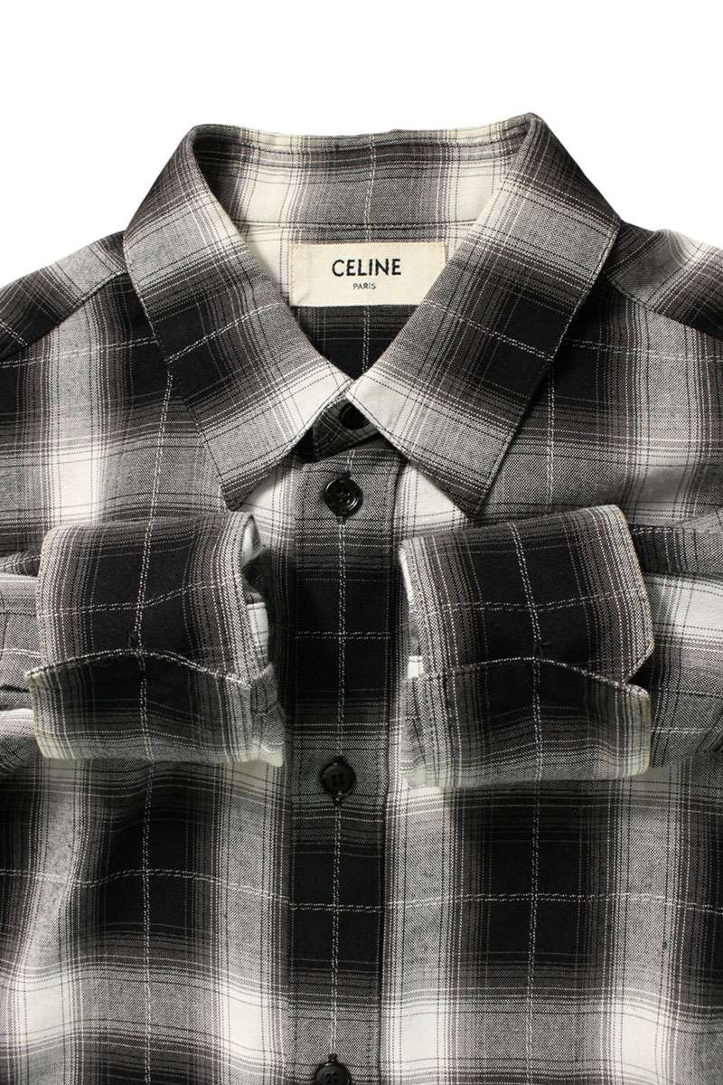 CELINE 19SS Ombre Check Viscose Blend Long Sleeve Size XS