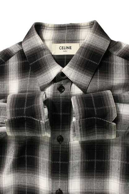 CELINE 19SS Ombre Check Viscose Blend Long Sleeve Size XS