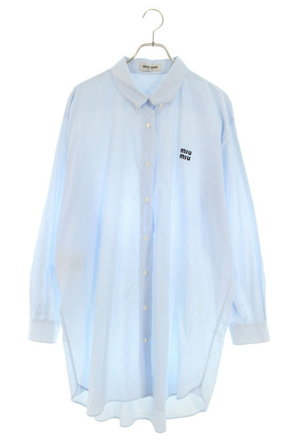 miumiu Cotton Logo Embroidery Stripe Long Sleeve Size S