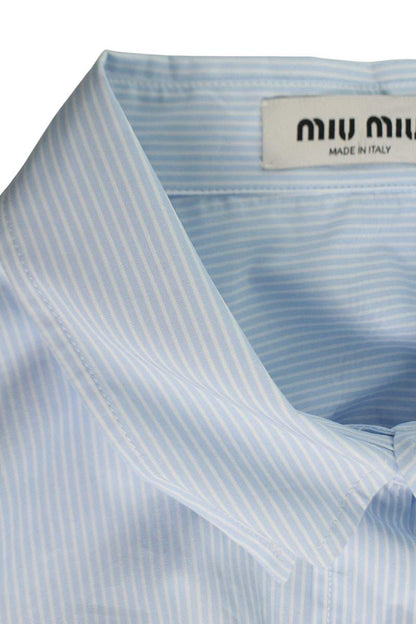 miumiu Cotton Logo Embroidery Stripe Long Sleeve Size S