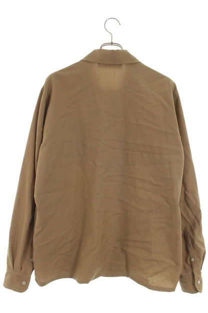 Marni Brown Wool Logo Embroidered Long Sleeve Shirt Size M
