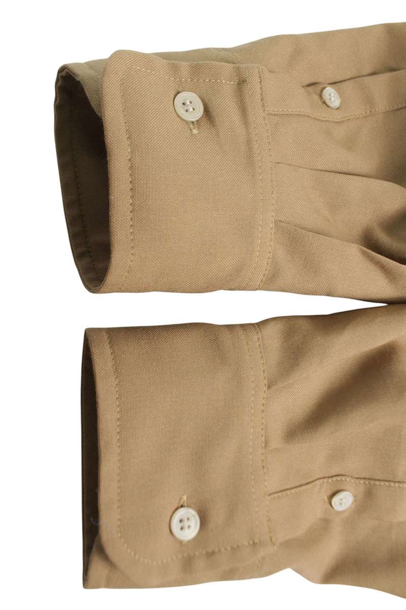 Marni Brown Wool Logo Embroidered Long Sleeve Shirt Size M