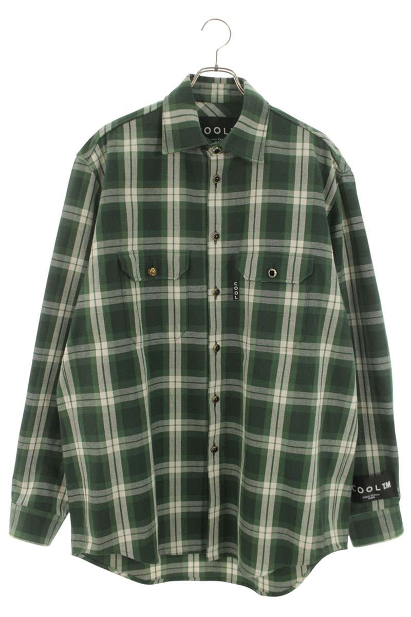 COOL TM Cotton Check Pattern Oversized Long Sleeve Size M