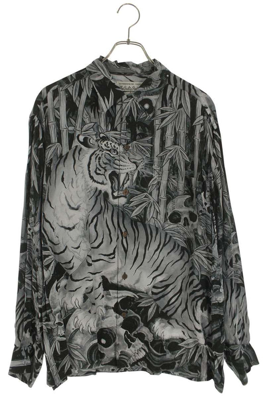 Wacko Maria Print Long Sleeve Shirt White x Black Size XL