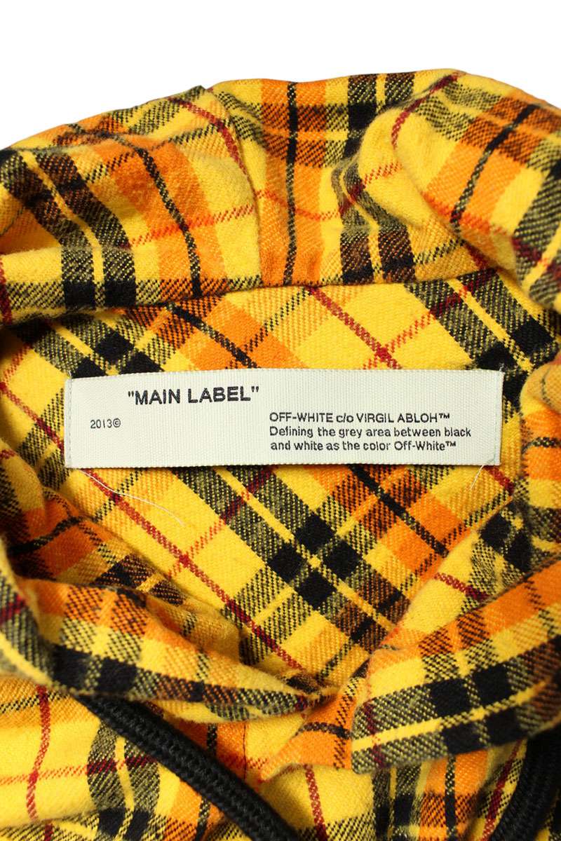 OFF-WHITE Hooded Check Long Sleeve Shirt Yellow/Black Size S