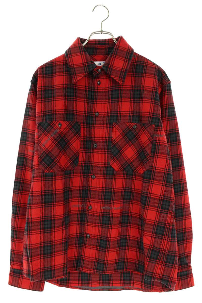 OFF-WHITE Red Flannel Check Long Sleeve Shirt Size M
