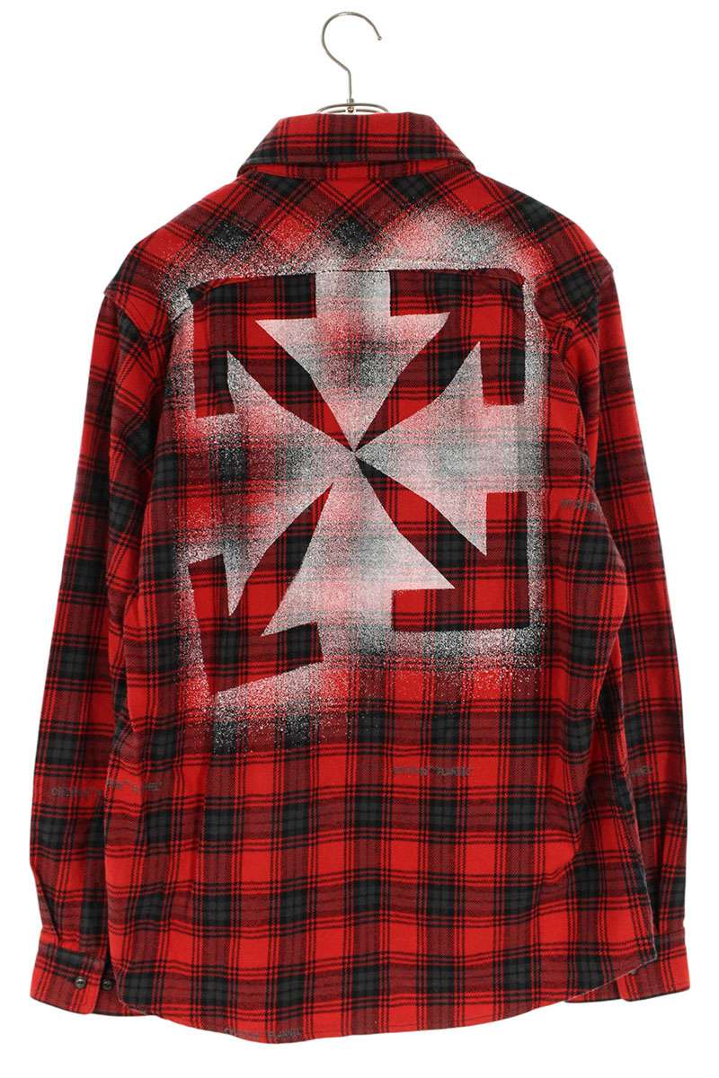 OFF-WHITE Red Flannel Check Long Sleeve Shirt Size M