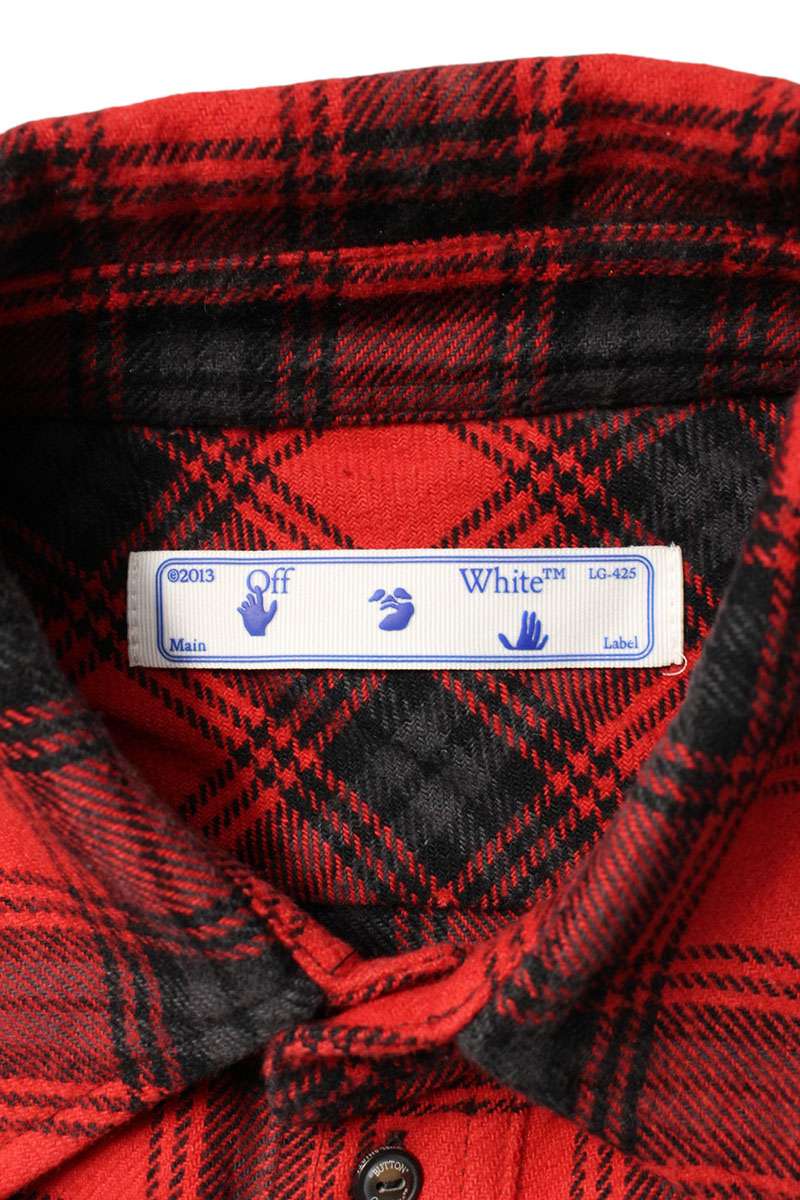 OFF-WHITE Red Flannel Check Long Sleeve Shirt Size M