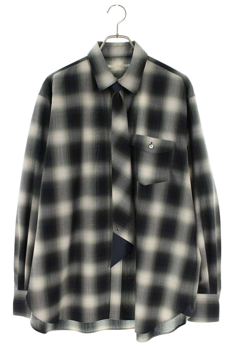 Tamme Polyester Wool Blend Necktie Check Long Sleeve Shirt Size S