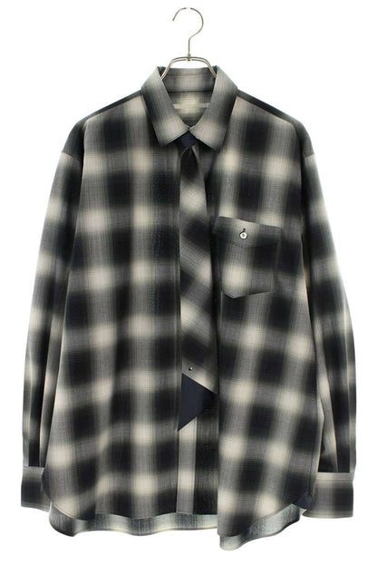 Tamme Polyester Wool Blend Necktie Check Long Sleeve Shirt Size S