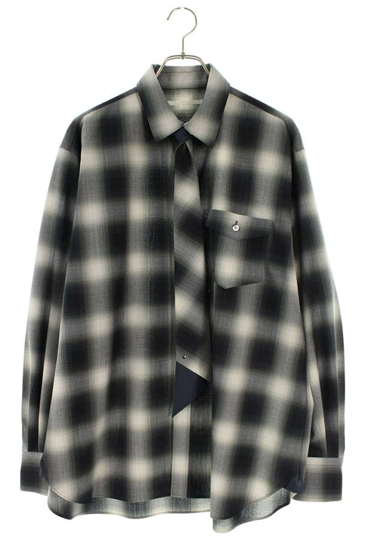 Tamme Polyester Wool Blend Necktie Check Long Sleeve Shirt Size S