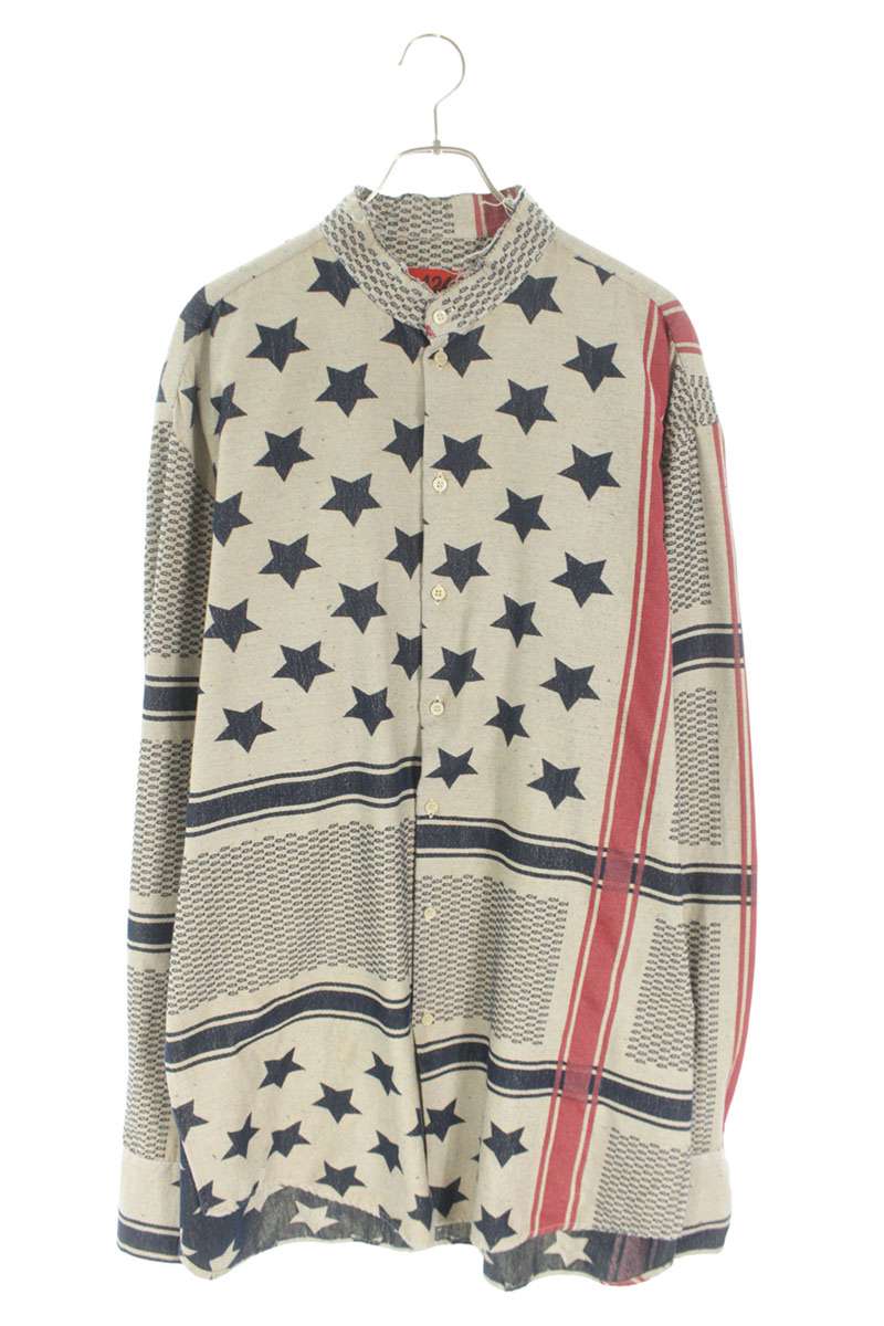 424 American Flag Print Long Sleeve Shirt Multi Size XXL