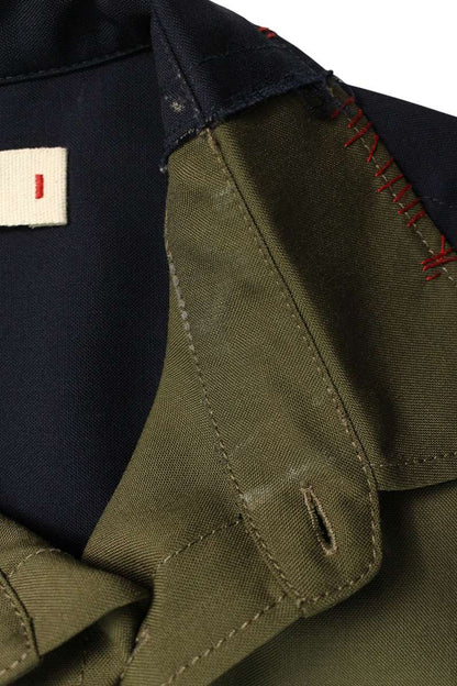Marni Tropical Poly Wool Bicolor Shirt Khaki/Navy Size S