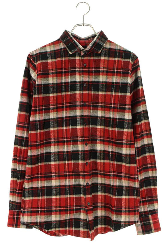 DSQUARED Cotton Check Long Sleeve Shirt Red Size S