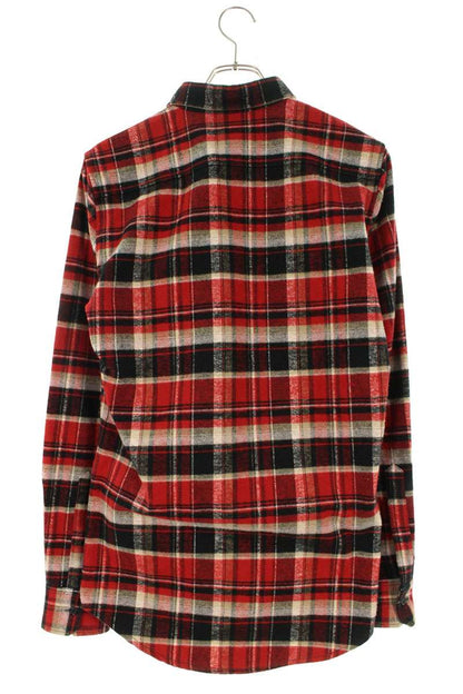 DSQUARED Cotton Check Long Sleeve Shirt Red Size S