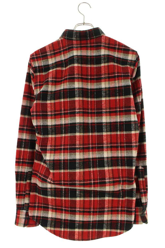 DSQUARED Cotton Check Long Sleeve Shirt Red Size S