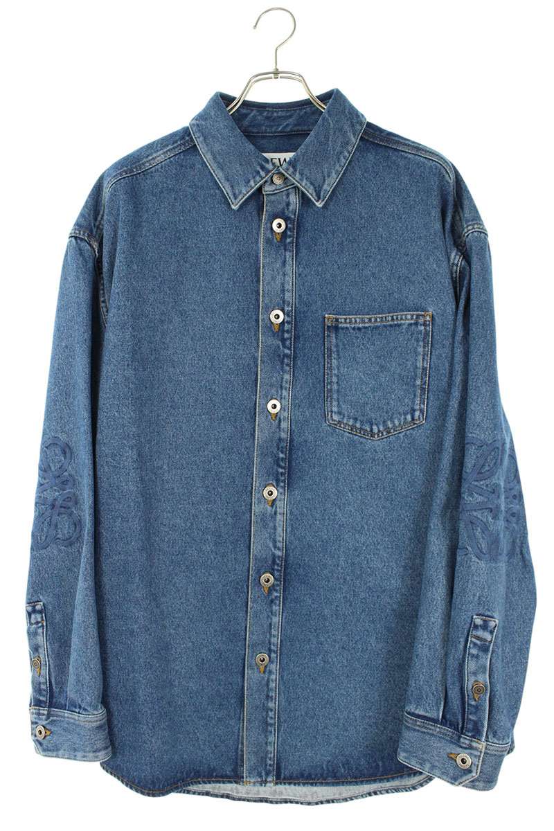 LOEWE Anagram Embroidered Oversized Denim Shirt Size XL