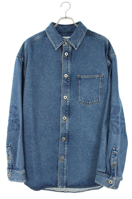 LOEWE Anagram Embroidered Oversized Denim Shirt Size XL