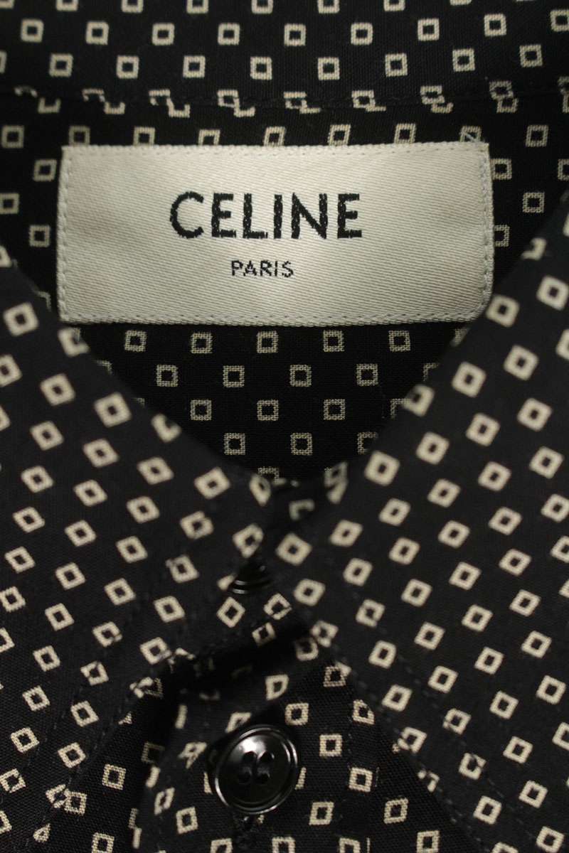 CELINE All-Over Print Viscose Classic Shirt Size XXS