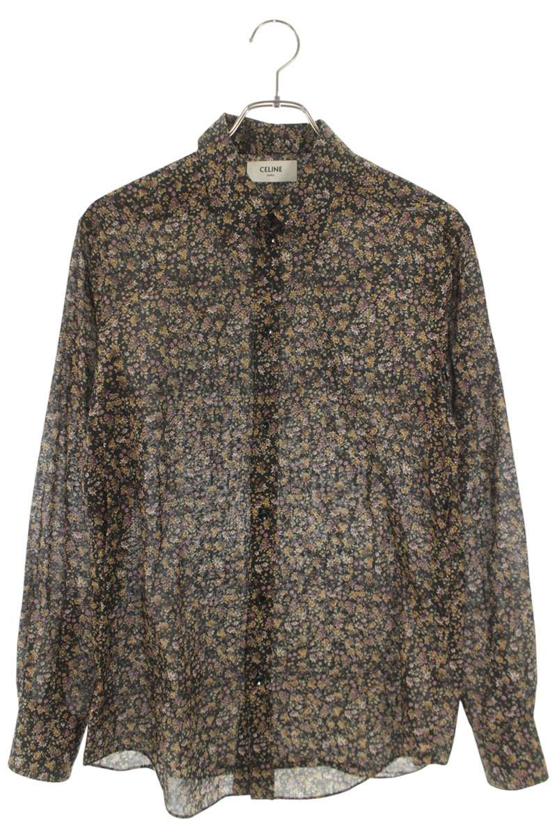 CELINE Floral All-Over Print Cotton Shirt Size XXL
