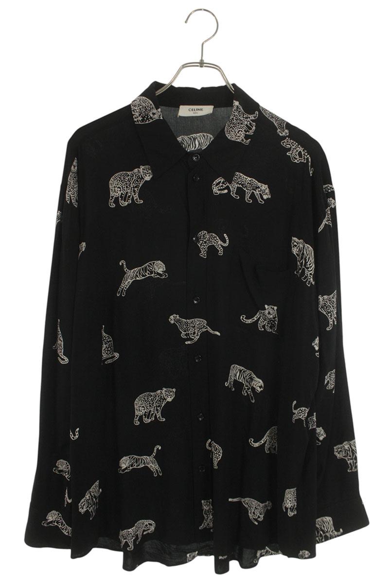 CELINE Animal All-Over Print Rayon Shirt Size XXL