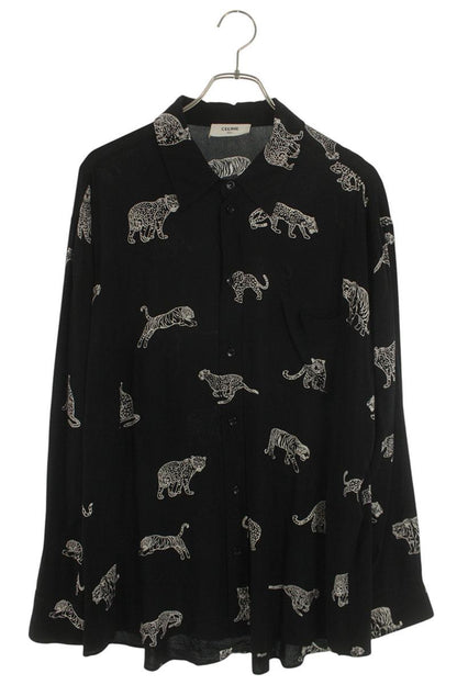 CELINE Animal All-Over Print Rayon Shirt Size XXL
