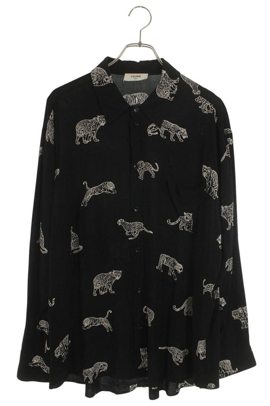 CELINE Animal All-Over Print Rayon Shirt Size XXL