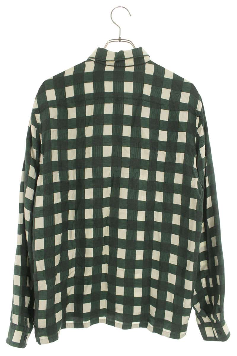 PRADA Checkered Triangle Patch Silk Shirt Size S