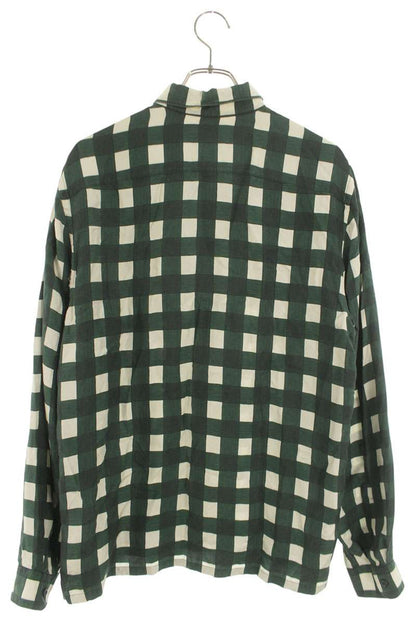 PRADA Checkered Triangle Patch Silk Shirt Size S