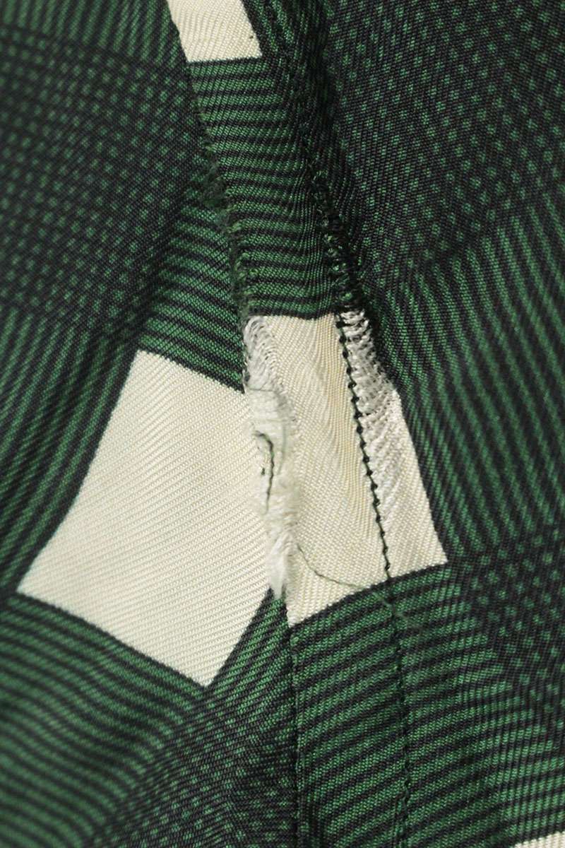 PRADA Checkered Triangle Patch Silk Shirt Size S