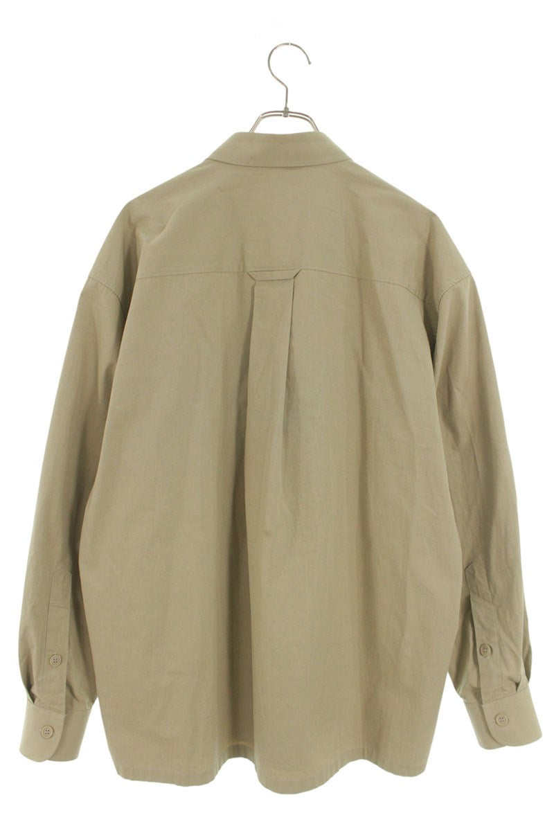 GUCCI Logo Embroidered Cotton Shirt Beige Size M