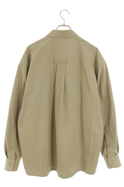 GUCCI Logo Embroidered Cotton Shirt Beige Size M