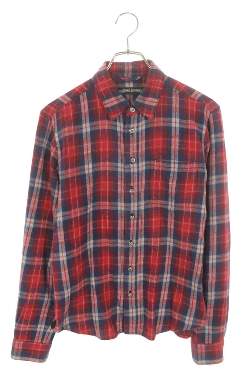 Chrome Hearts LOOSEENDS Cross Ball Button Check Long Sleeve Size M
