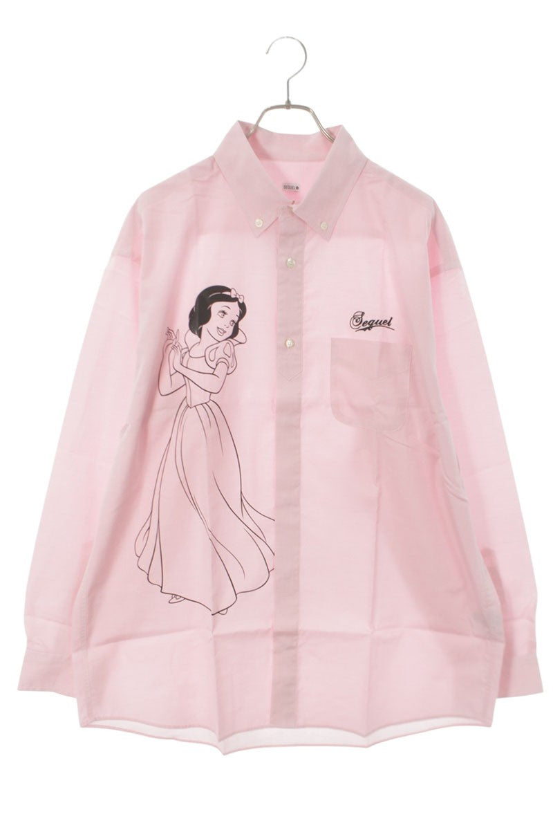 SEQUEL 24AW Snow White Print Cotton Shirt Pink Size XL