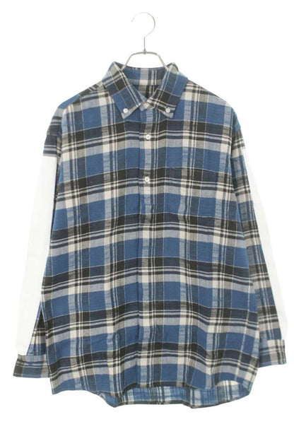 SEQUEL 24AW WEEKEND Check Cotton Shirt Blue Size XL
