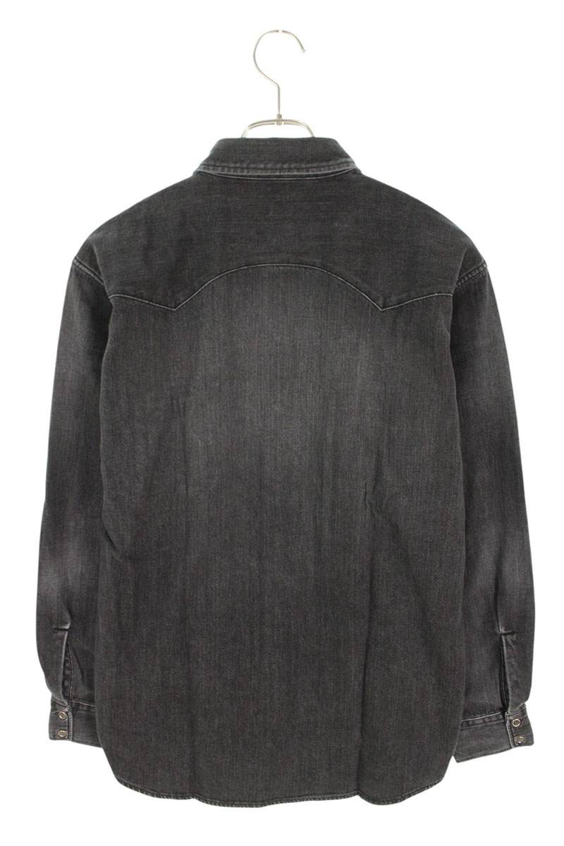 SEQUEL 24AW Logo Embroidered Denim Long Sleeve Shirt Black Size L