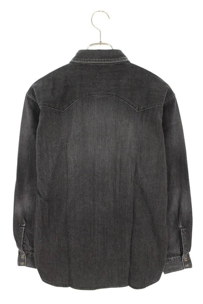 SEQUEL 24AW Logo Embroidered Denim Long Sleeve Shirt Black Size L