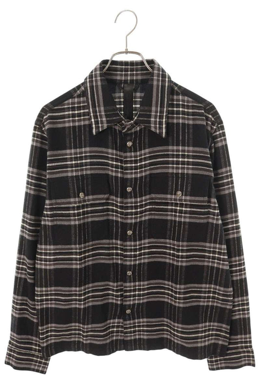 Chrome Hearts WORK DOG Crossball Plaid Long Sleeve Shirt Size M