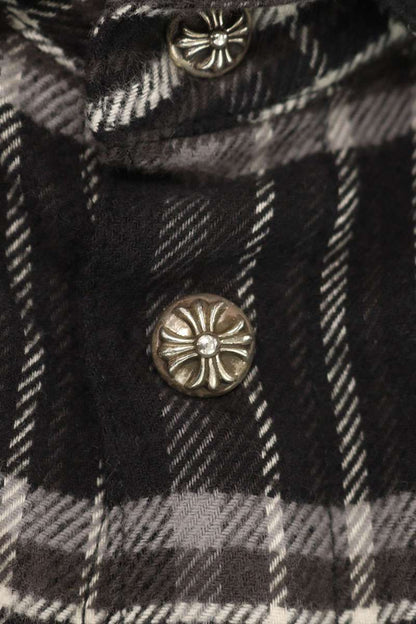 Chrome Hearts WORK DOG Crossball Plaid Long Sleeve Shirt Size M