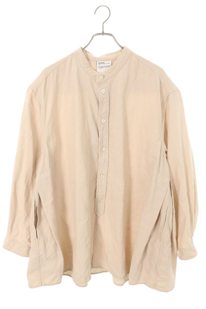 HED MAYNER Linen Long Sleeve Shirt Beige Size S