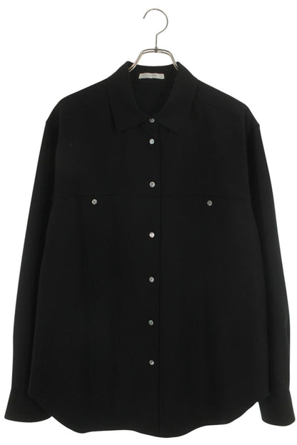 THEROW Wool Long Sleeve Shirt Black Size M