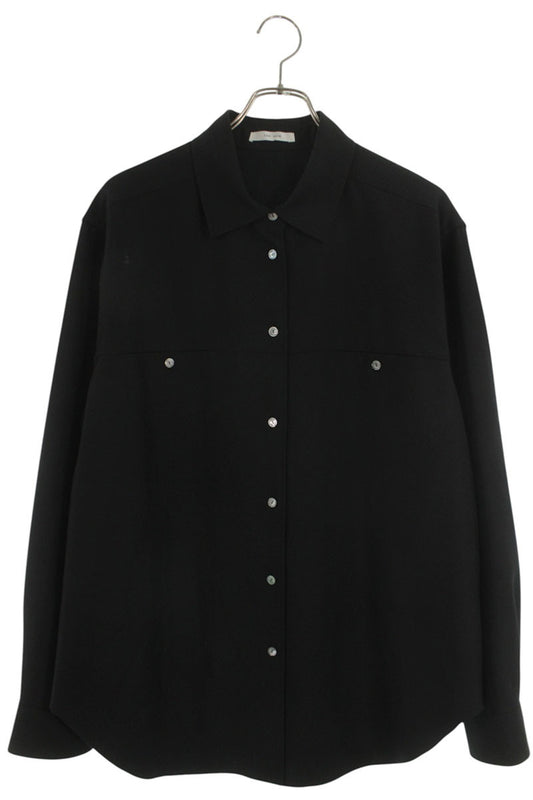 THEROW Wool Long Sleeve Shirt Black Size M