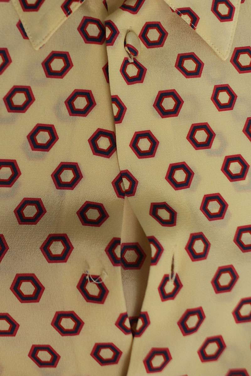 Valentino All-Over Print Silk Long Sleeve Shirt Beige Size XS