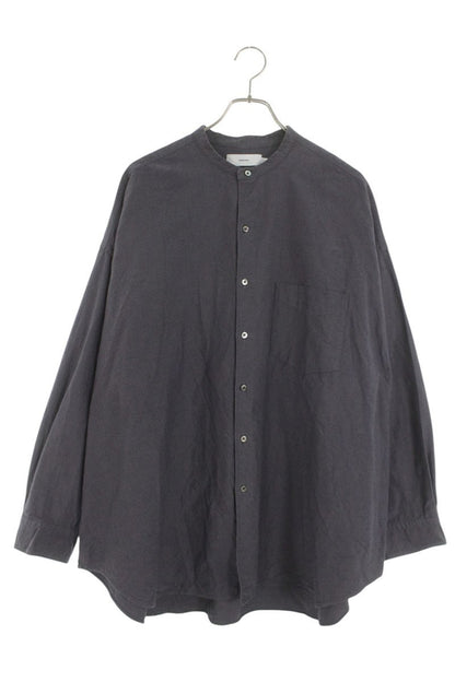 Graphpaper Band Collar Oxford Long Sleeve Shirt Navy Size XXL