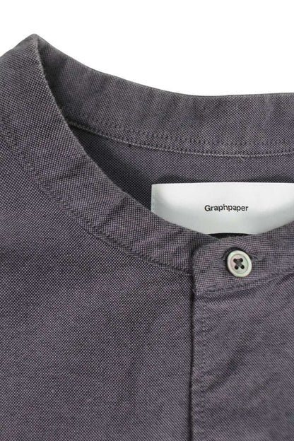 Graphpaper Band Collar Oxford Long Sleeve Shirt Navy Size XXL