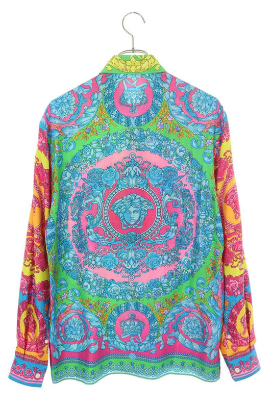 Versace All-Over Print Silk Long Sleeve Shirt Multi Size XXL
