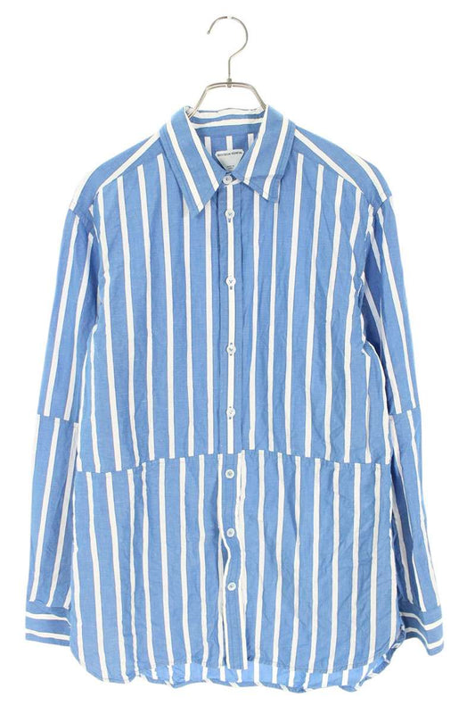 Bottega Veneta Cotton Striped Long Sleeve Shirt Blue x White Size S